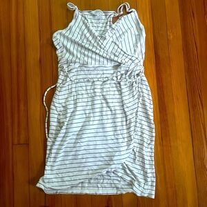 Dress Large White and Blue Market & Spruce Spaghetti Strap
